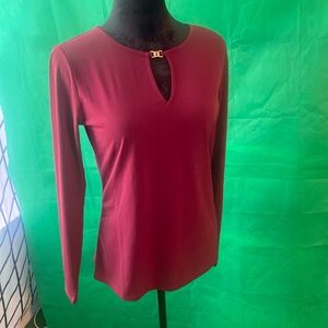 Michael Kors Burgundy Red Keyhole Blouse Small